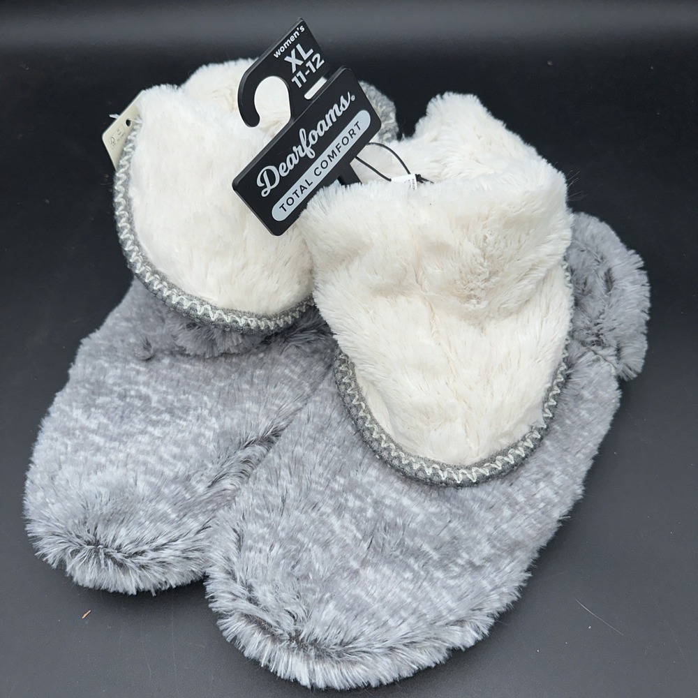 Beth Furry Dearfoams Women's Gray Slippers Size  XL 11-12
